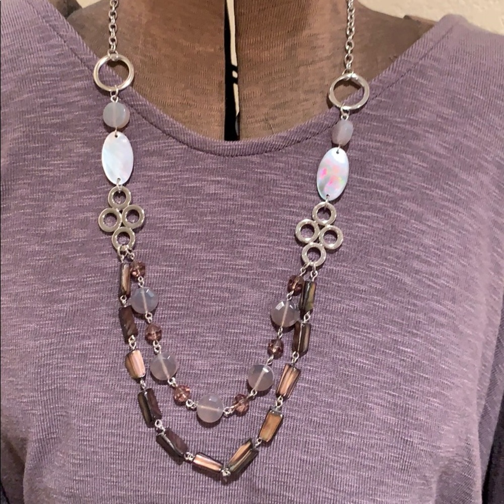Faux Abalone with Gray beads/silver connectors